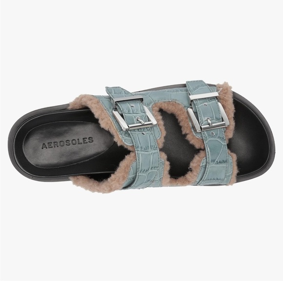 Aerosoles Olivia Slide Sandal for Women size 8 black tan blue - Picture 2 of 8